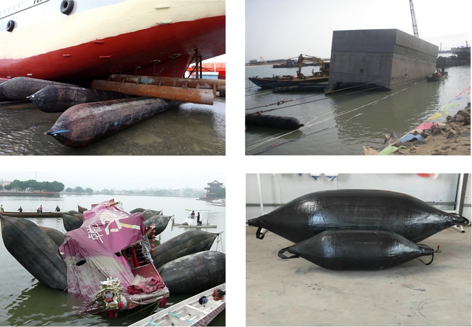 에어백에 착수하는 선박